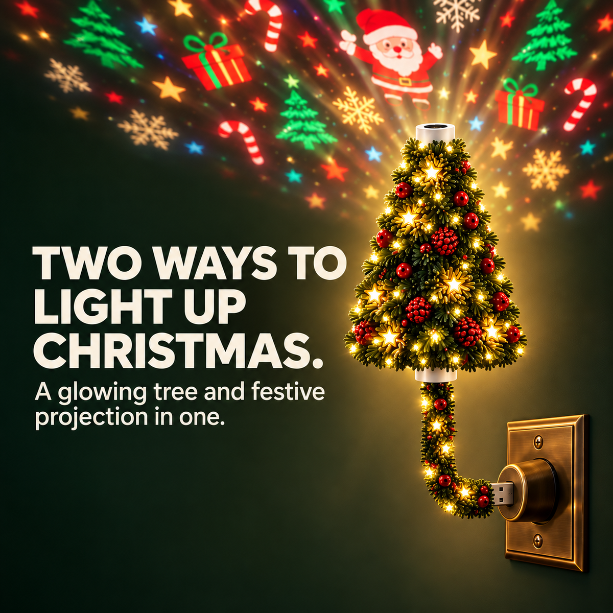 🎄✨ Plug-In Christmas Tree Projector Night Light – Instant Festive Room Glow 🌟