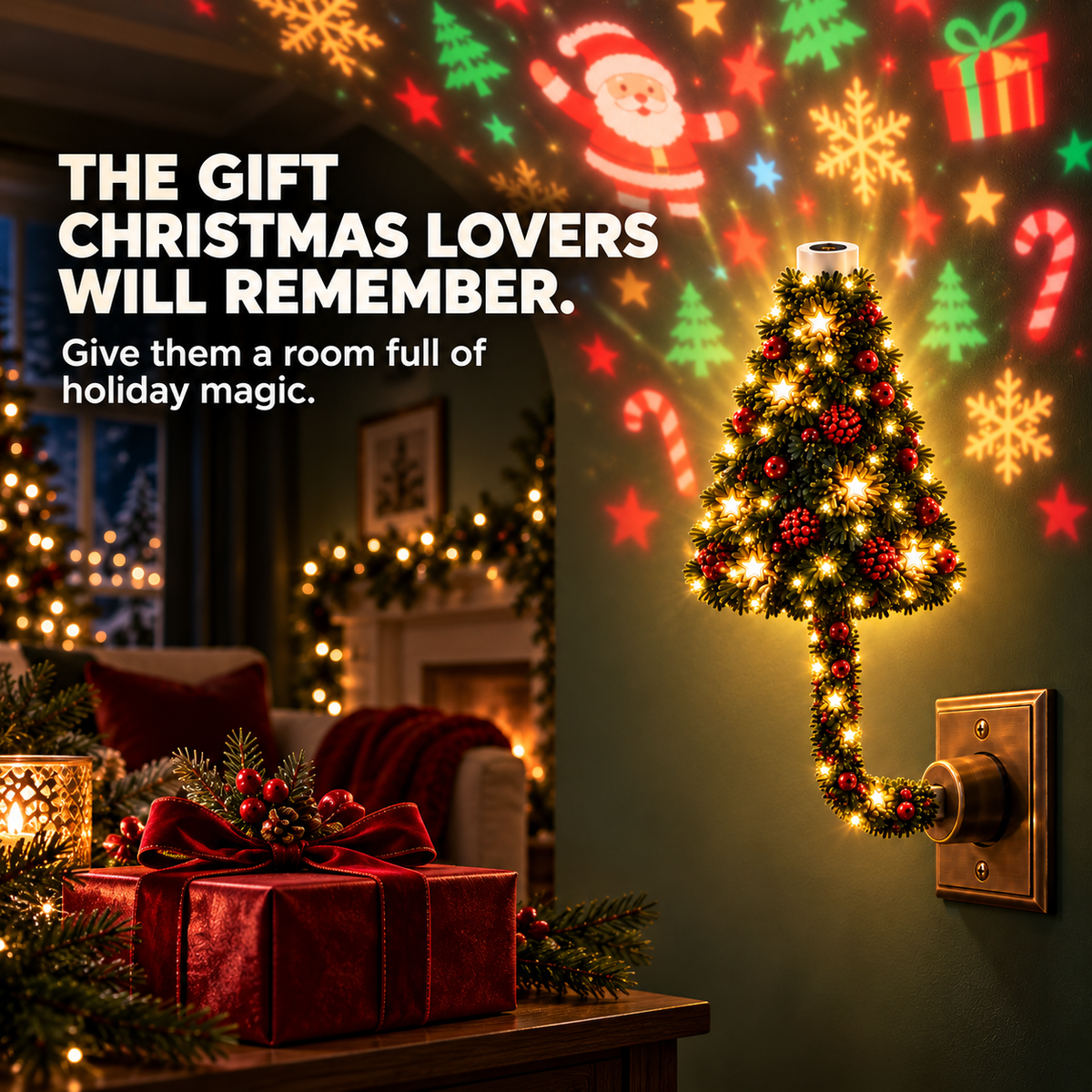 🎄✨ Plug-In Christmas Tree Projector Night Light – Instant Festive Room Glow 🌟