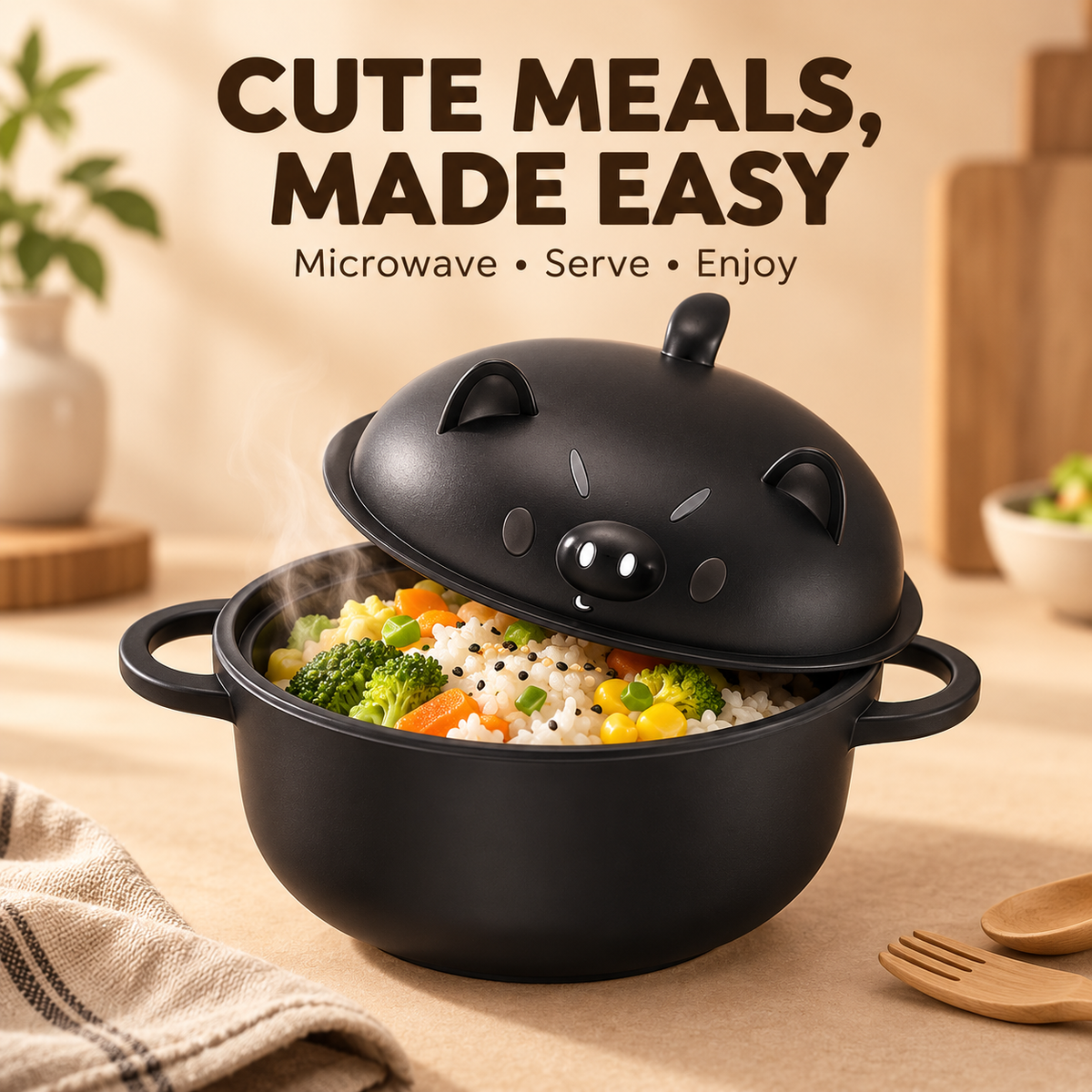 🔥 Complete Kitchenware & Tableware Set with Strainer Lid, Handle, Spoon, Fork & Chopsticks 🍴
