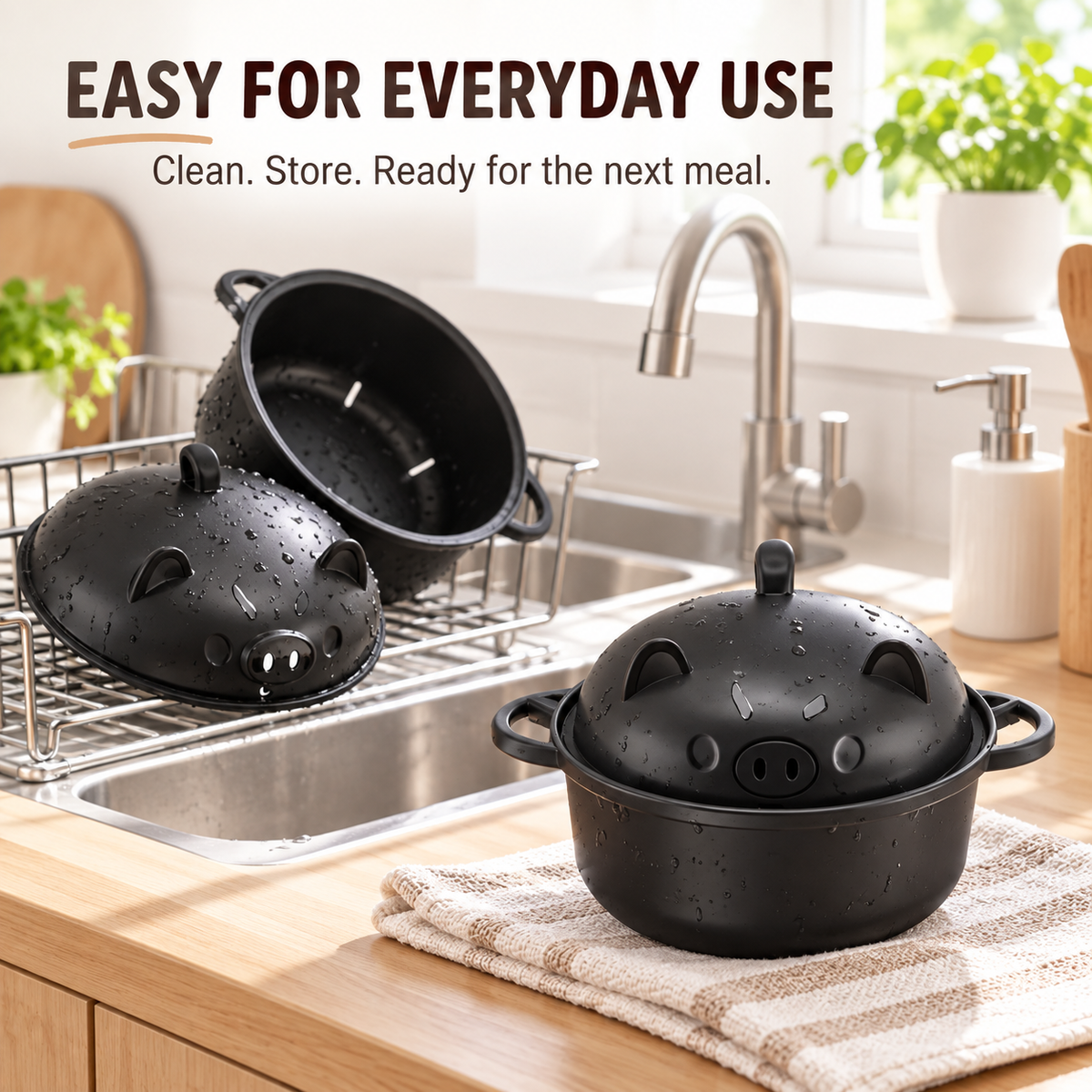 🔥 Complete Kitchenware & Tableware Set with Strainer Lid, Handle, Spoon, Fork & Chopsticks 🍴
