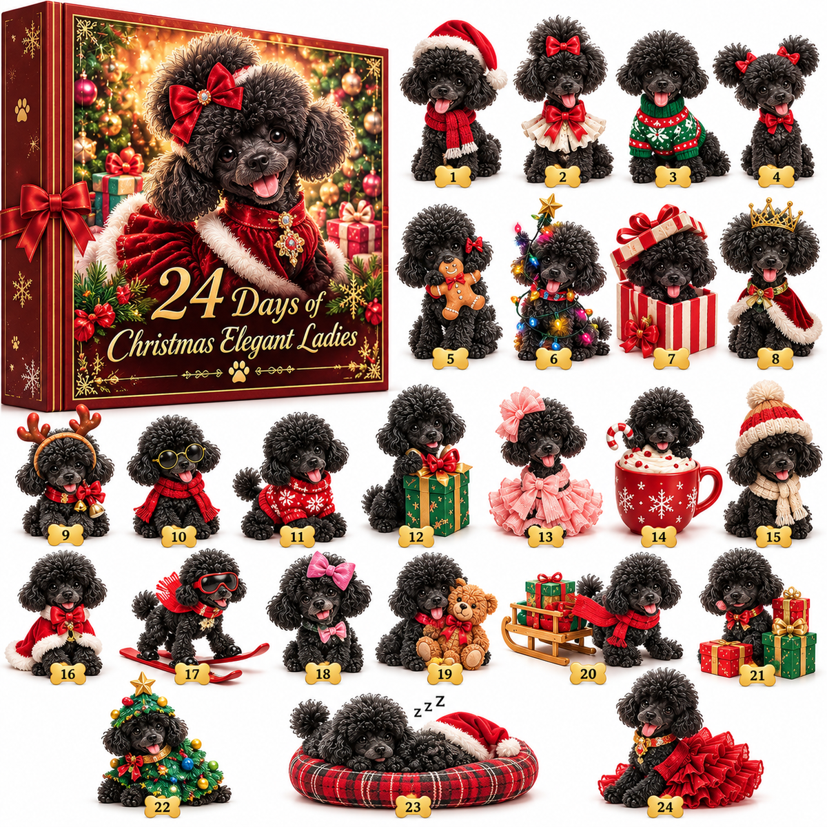 👑 2026 Poodle Christmas Advent Calendar – 24 Days of Fabulous Hair& Fancy Outfits