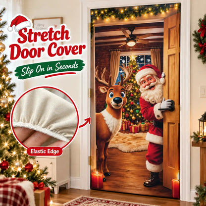 🚪 Christmas Stretch Door Cover – Instant Festive Holiday Door Decor 🎅