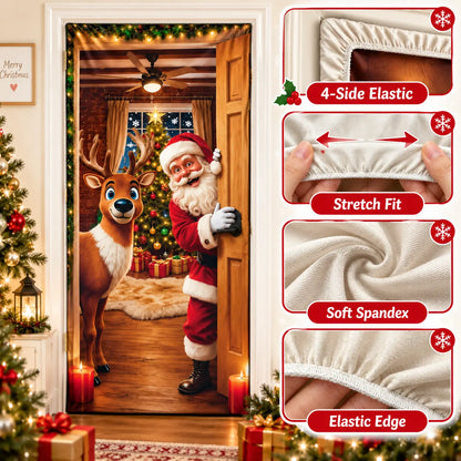 🚪 Christmas Stretch Door Cover – Instant Festive Holiday Door Decor 🎅