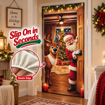 🚪 Christmas Stretch Door Cover – Instant Festive Holiday Door Decor 🎅
