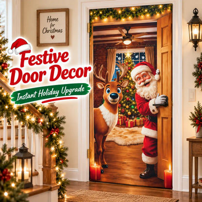 🚪 Christmas Stretch Door Cover – Instant Festive Holiday Door Decor 🎅