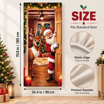 🚪 Christmas Stretch Door Cover – Instant Festive Holiday Door Decor 🎅