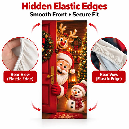🚪 Christmas Stretch Door Cover – Instant Festive Holiday Door Decor 🎅