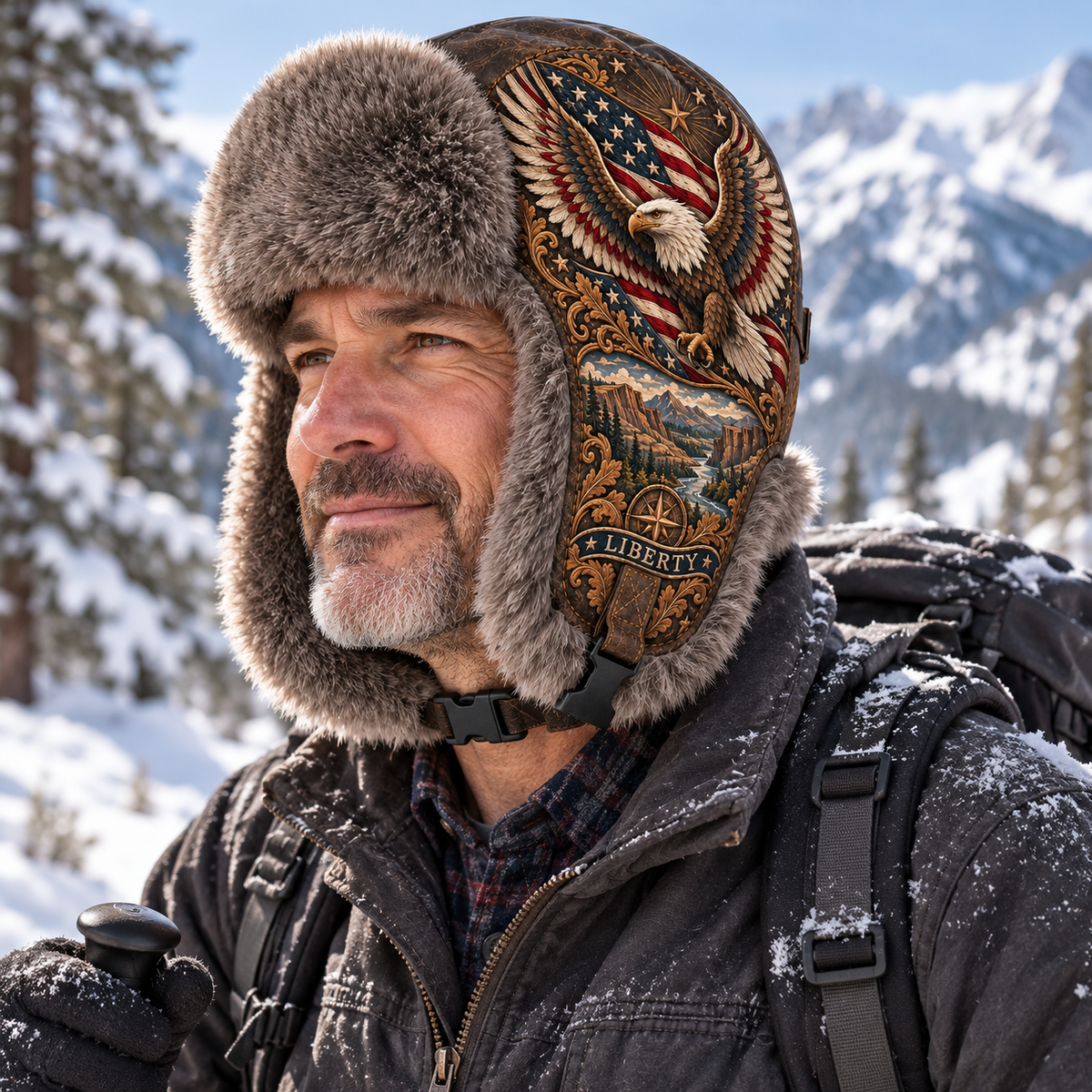🦅 Wings of Liberty Plush-Lined Winter Trapper Hat