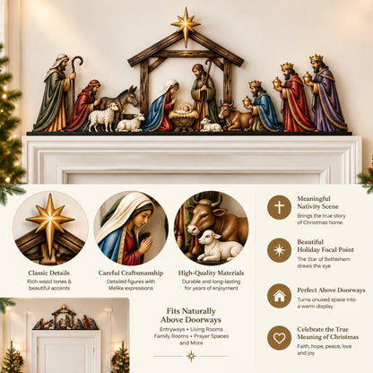 ⭐ Nativity Scene Door Topper – Meaningful Christmas Doorway Decor ✝️
