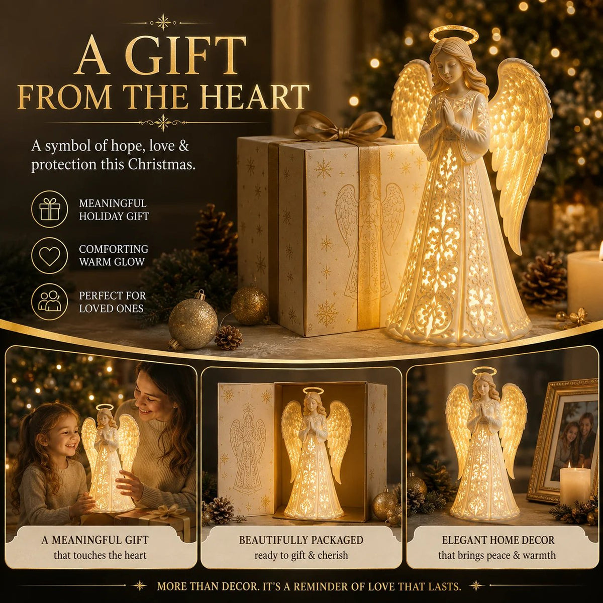 ✨ Praying Angel Light Ornament – A Glowing Symbol of Hope, Love & Protection 🤍