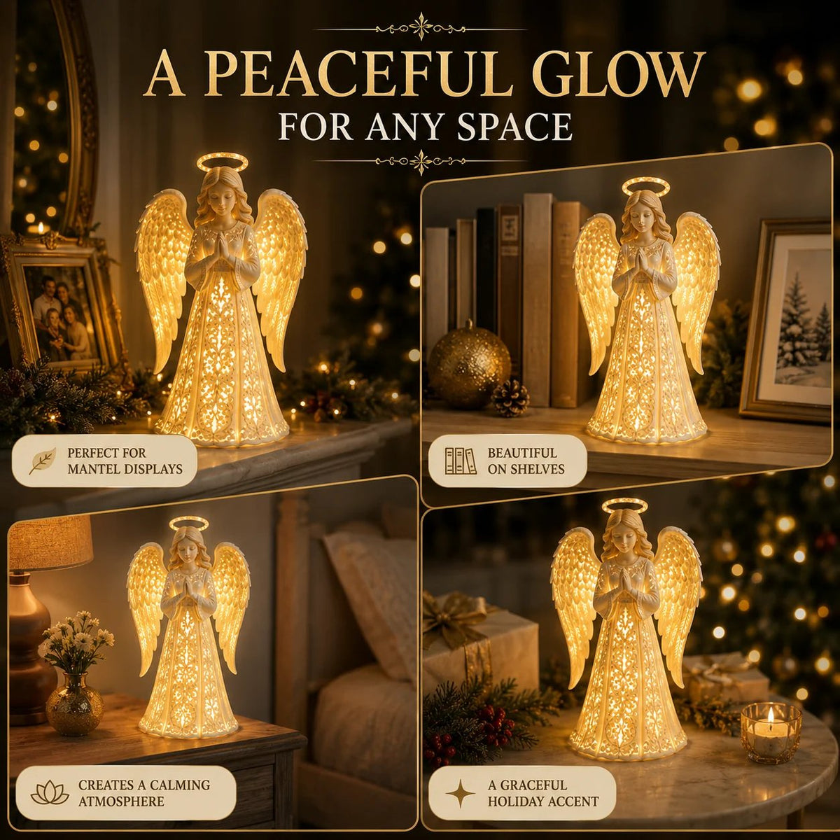 ✨ Praying Angel Light Ornament – A Glowing Symbol of Hope, Love & Protection 🤍