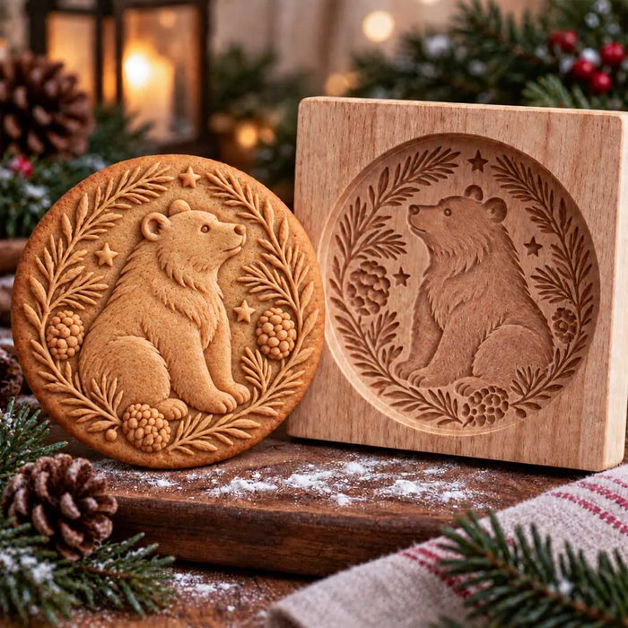 Bear wooden cookie mold