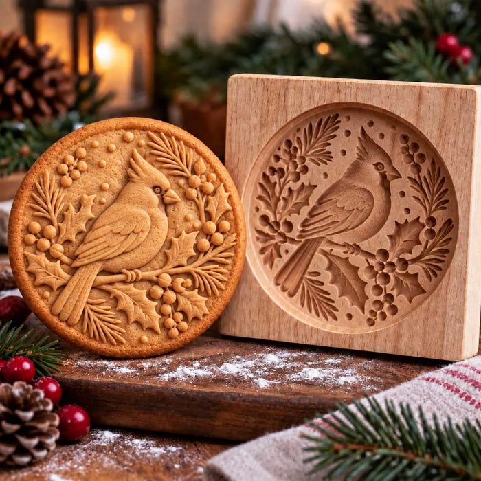 Cardinal wooden cookie mold