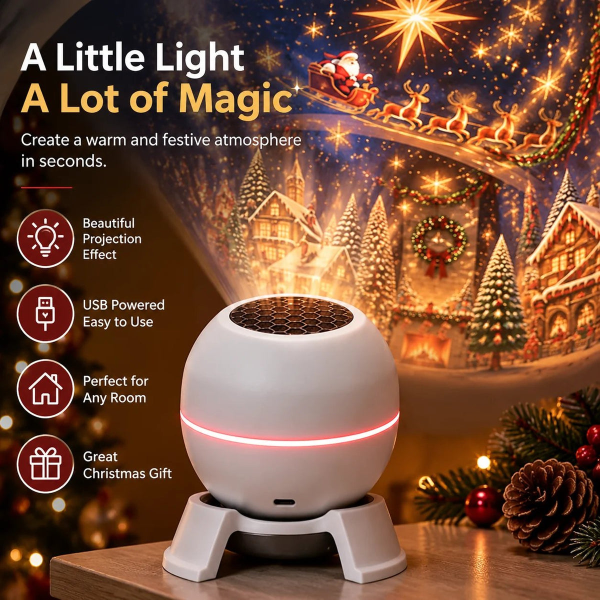 🎄✨ Turn Any Room Into a Christmas Wonderland – Festive Projection Night Light 🌟