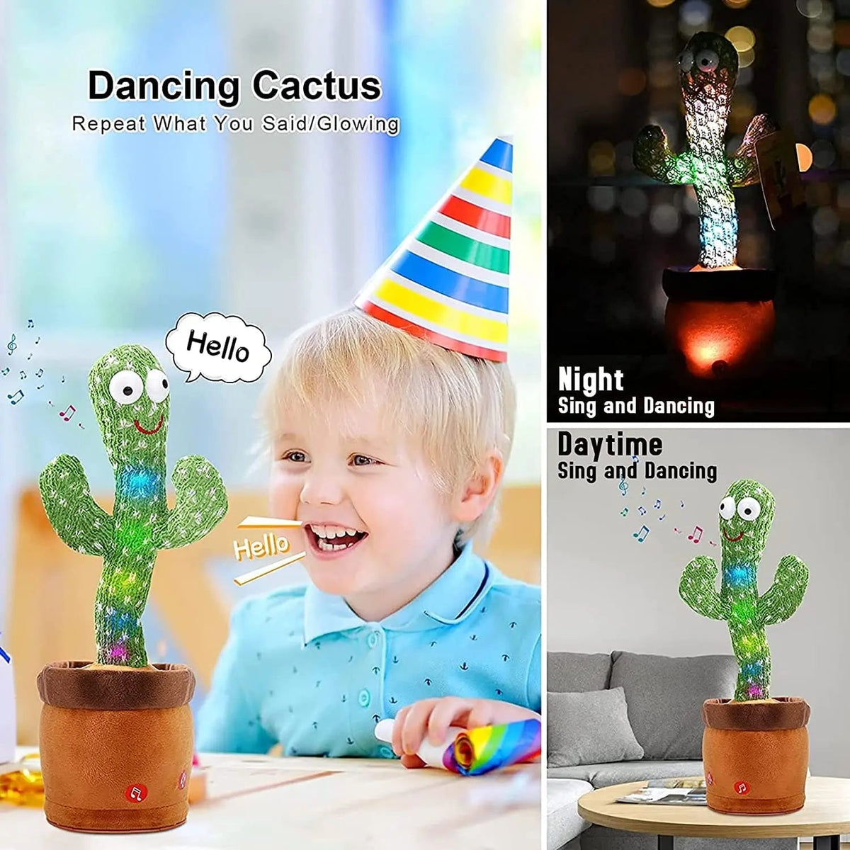 ✨ VIRAL FAVORITE – 50% OFF Today | Rechargeable Dancing Talking Cactus Toy | Singing, Mimicking & LED Light-Up Fun for All Ages