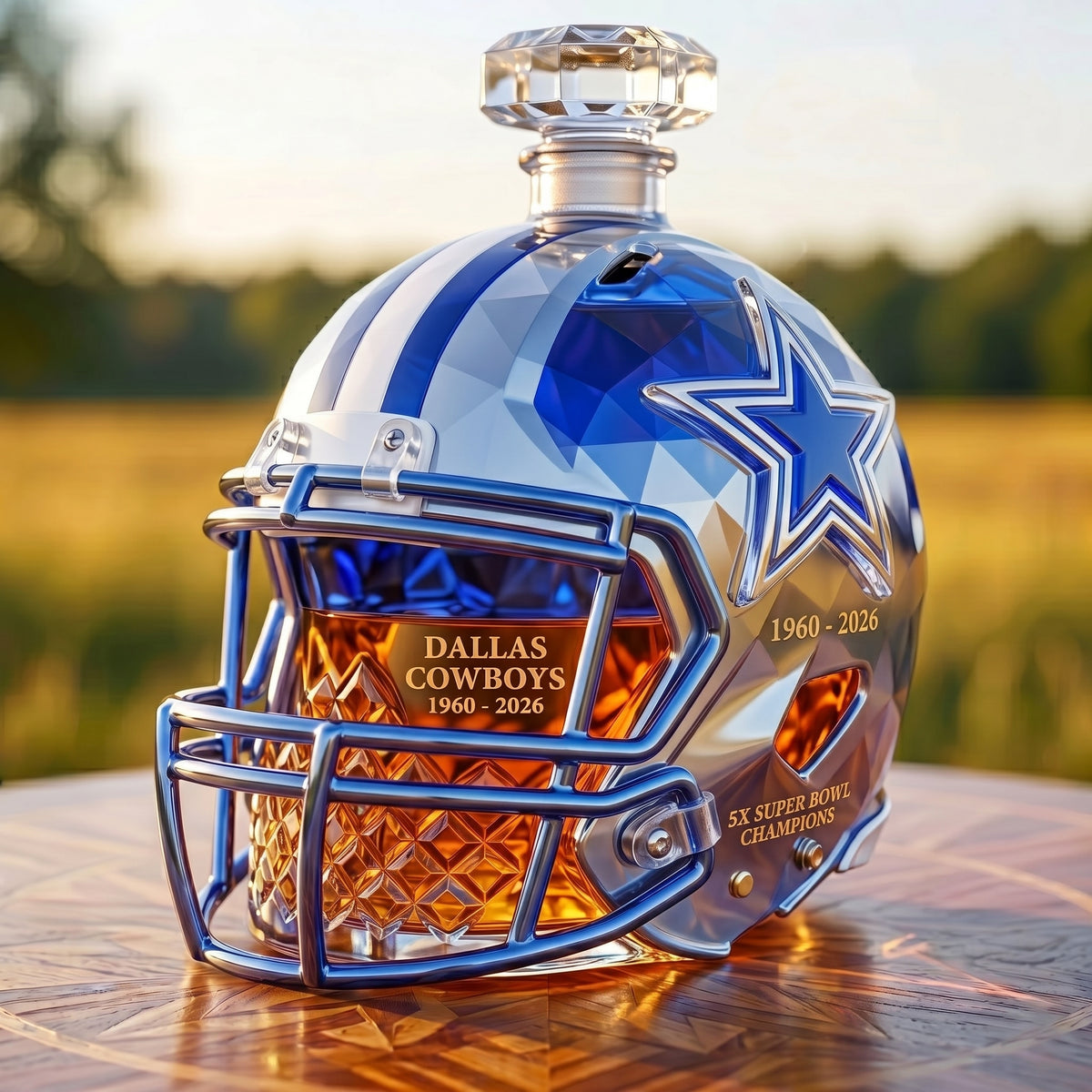 ⭐DALLAS 66th Anniversary Helmet Whiskey Bottle