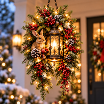 🎄 Snowy Cardinal Hanging Lantern – Give Your Porch a Christmas Glow