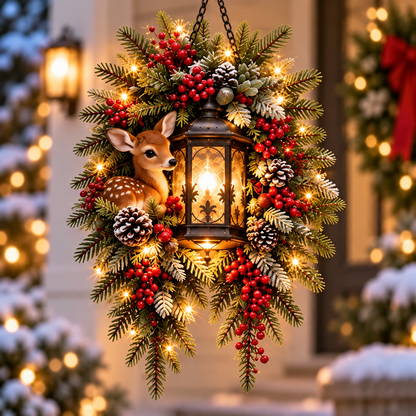 🎄 Snowy Cardinal Hanging Lantern – Give Your Porch a Christmas Glow