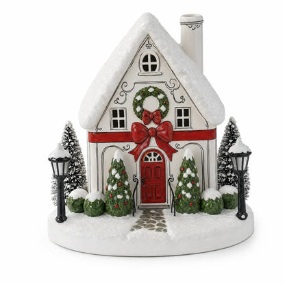 🎄✨ Christmas Cottage Aroma Diffuser – Glowing Holiday Village House with Chimney Mist & Cozy LED Lights 🏠