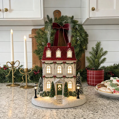 🎄✨ Christmas Cottage Aroma Diffuser – Glowing Holiday Village House with Chimney Mist & Cozy LED Lights 🏠