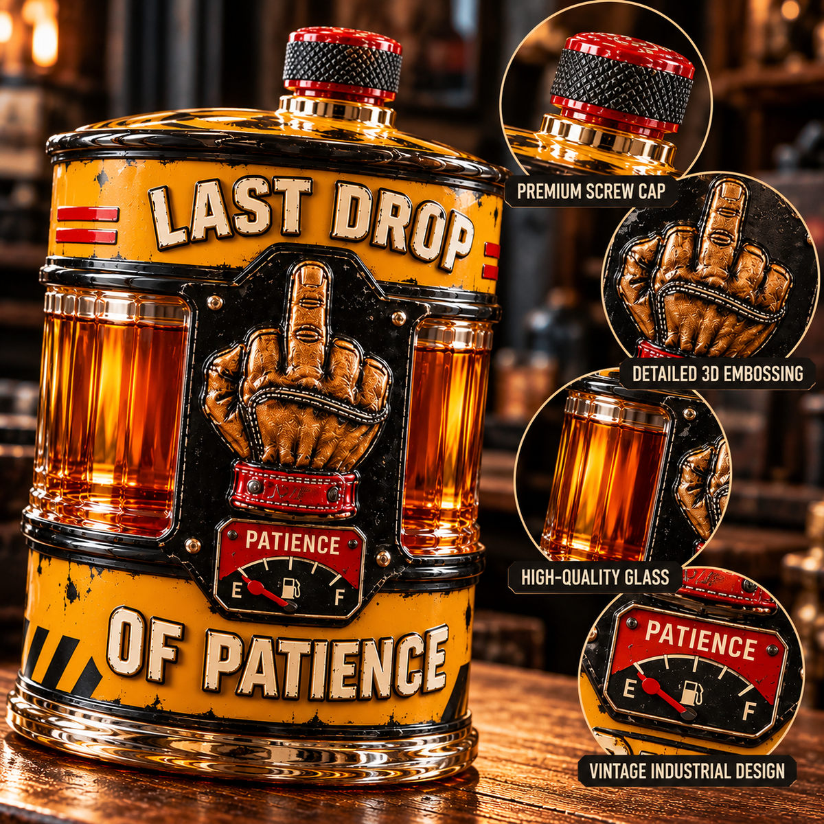 🛢️Last Drop of Patience Oil Drum Whiskey Decanter