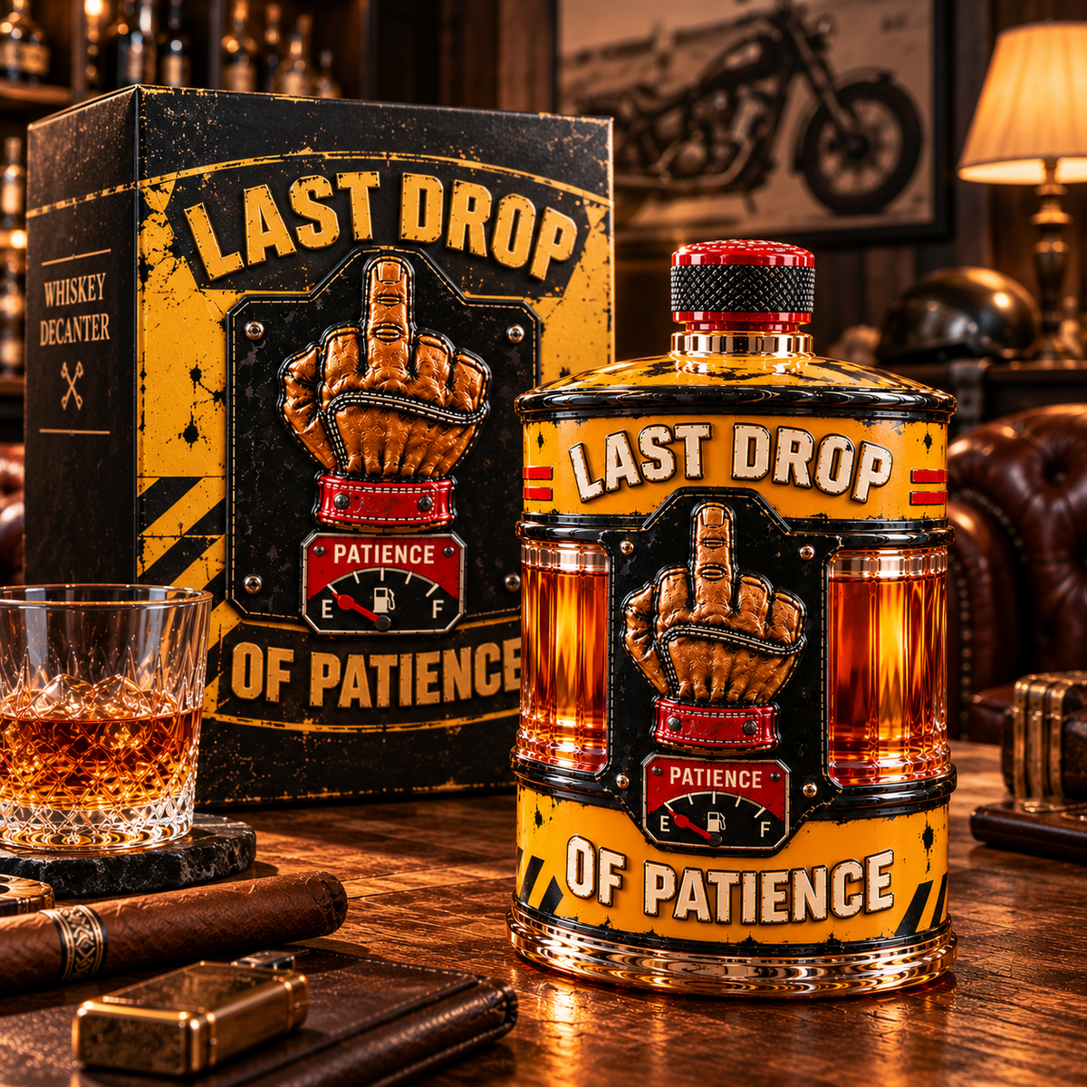 🛢️Last Drop of Patience Oil Drum Whiskey Decanter