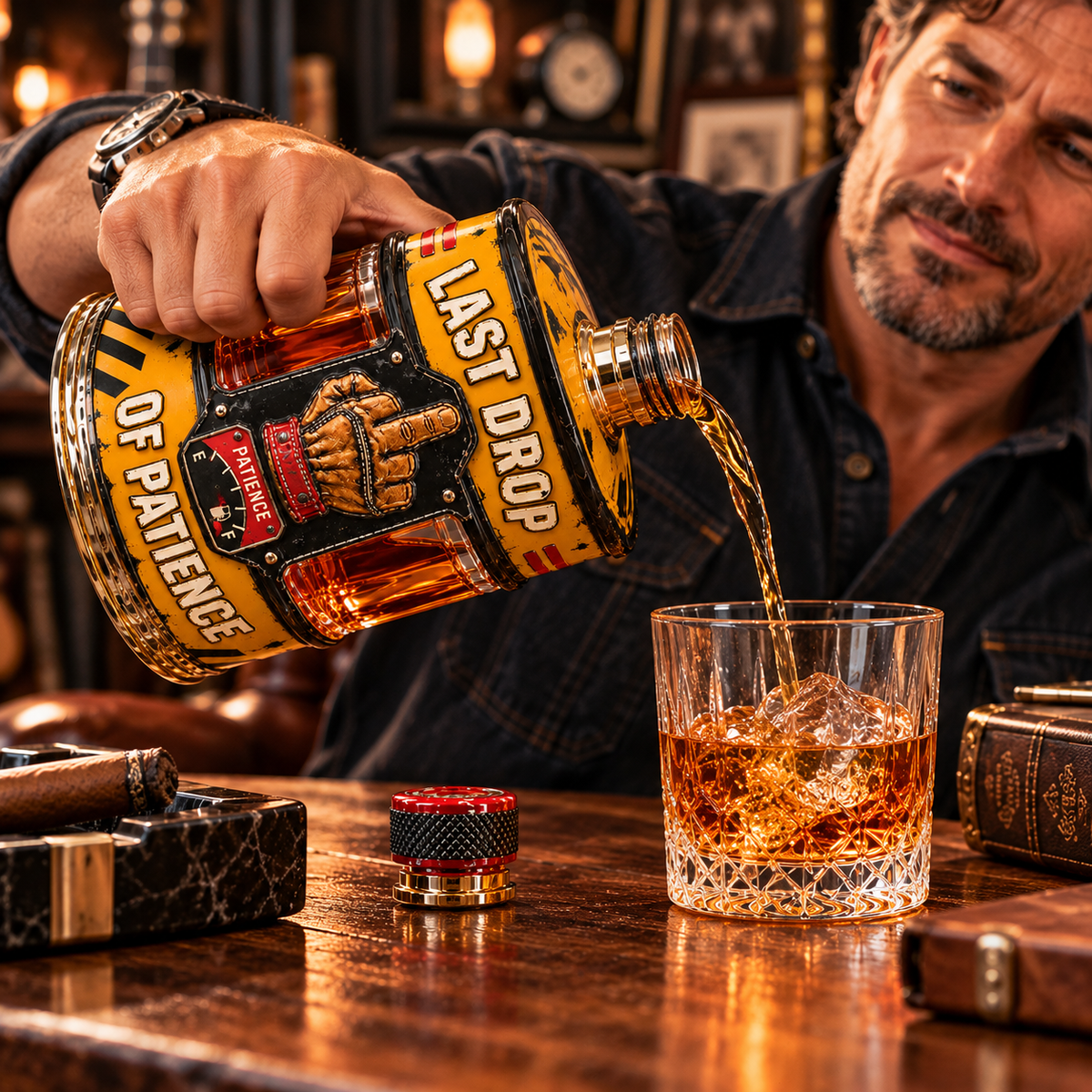 🛢️Last Drop of Patience Oil Drum Whiskey Decanter