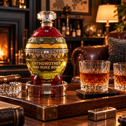 💣️Handcrafted Nuclear Bomb-Shaped Crystal Whiskey Decanter