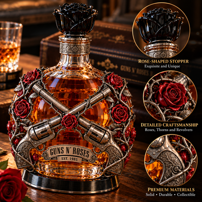 🌹 Roses & Rebellion Whiskey Decanter — For the Music That Never Gets Old