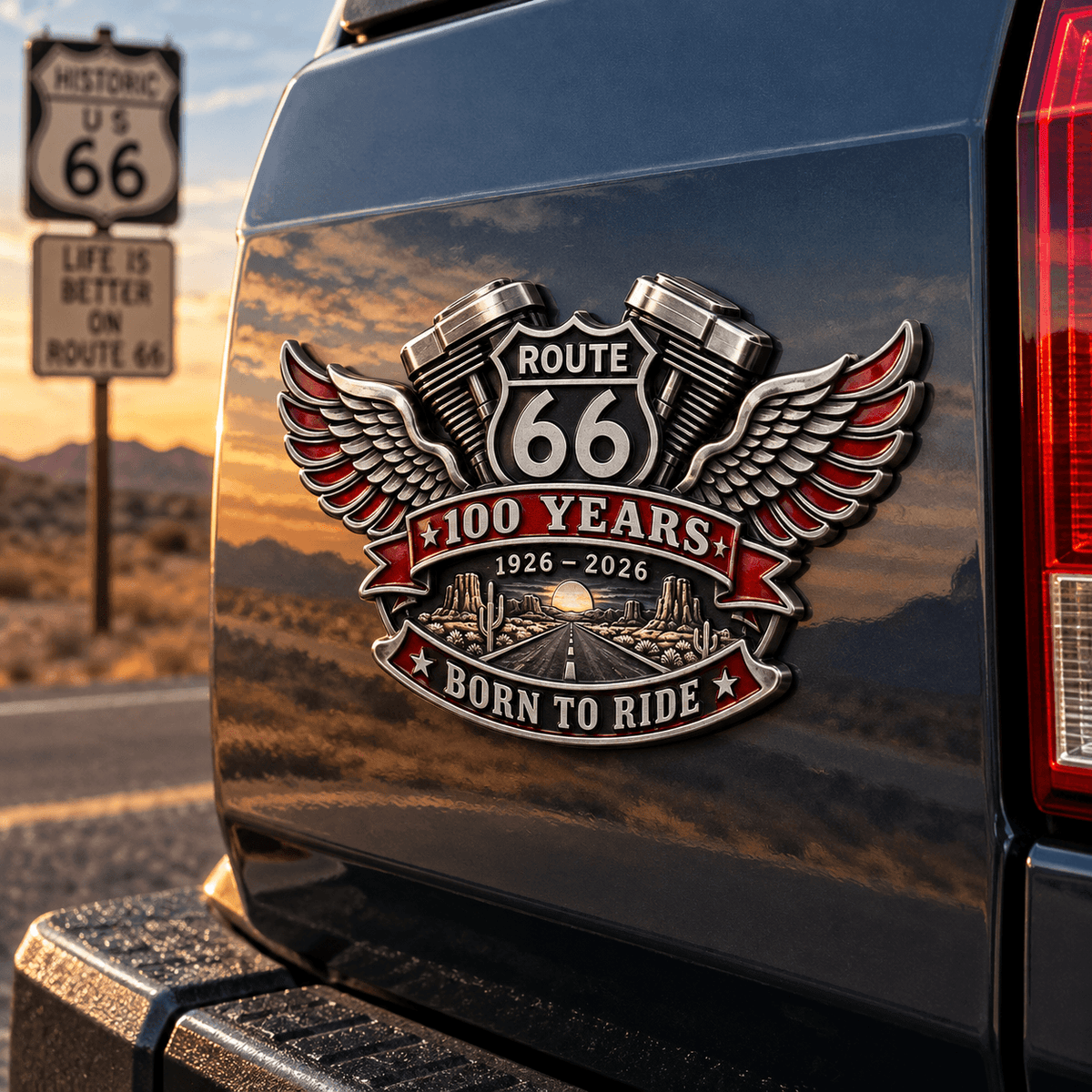 🛣️ Route 66 100th Anniversary 3D Emblem | 1926–2026
