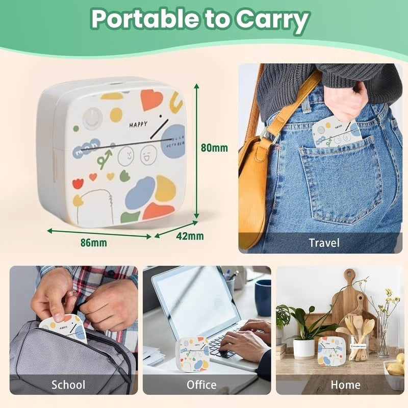 🖨️ Mini Portable Thermal Printer - Inkless Bluetooth Sticker Maker