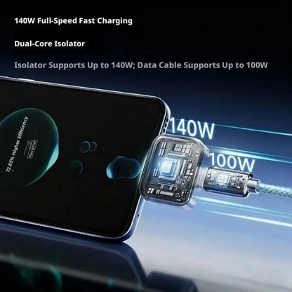140W Smart USB-C Charging Adapter – Auto Power-Off & Phone Stand