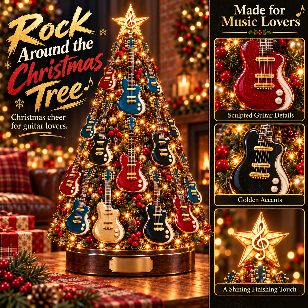 🔥 Last Day 50% OFF 🎸 Musical Guitar Christmas Tree Light