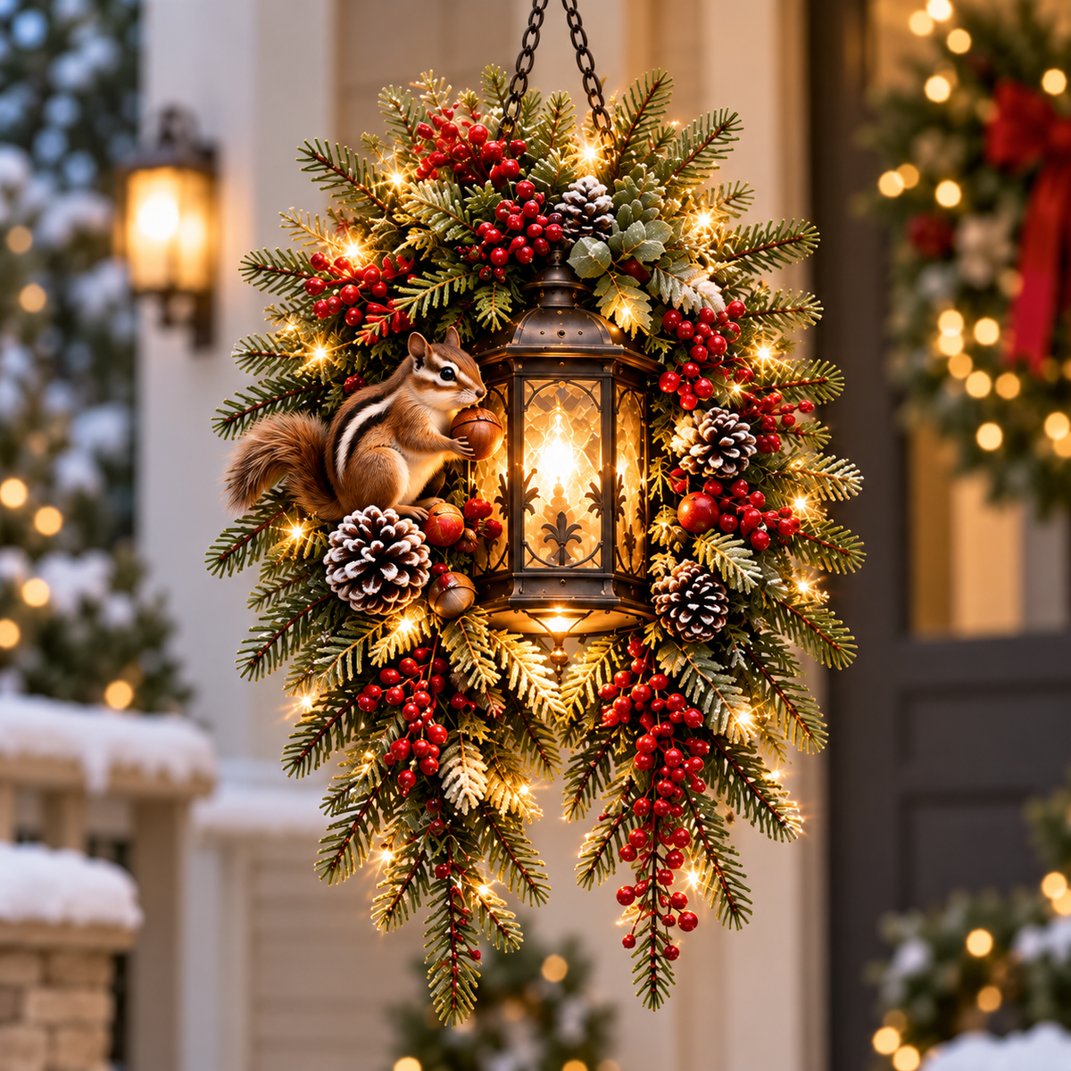 🎄 Snowy Cardinal Hanging Lantern – Give Your Porch a Christmas Glow