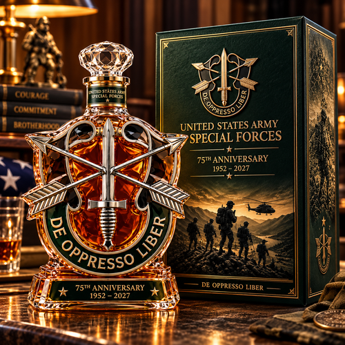 United States Army Special Forces 75th Anniversary Whiskey Bottle
