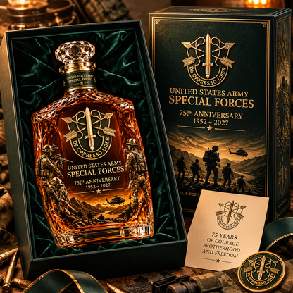 United States Army Special Forces 75th Anniversary Whiskey Bottle