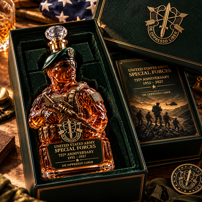 United States Army Special Forces 75th Anniversary Whiskey Bottle