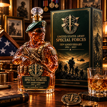 United States Army Special Forces 75th Anniversary Whiskey Bottle