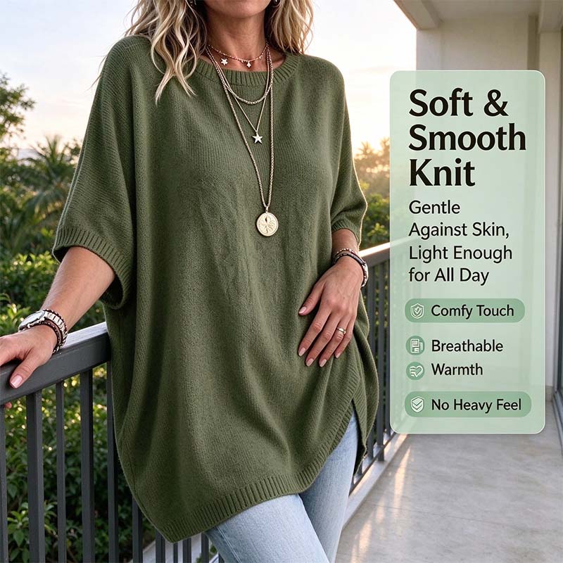 Loose-Fitting, Solid-Color, Casual Knit Sweater for Women, Perfect as An Outer Layer 👚