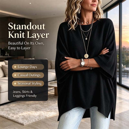 Loose-Fitting, Solid-Color, Casual Knit Sweater for Women, Perfect as An Outer Layer 👚