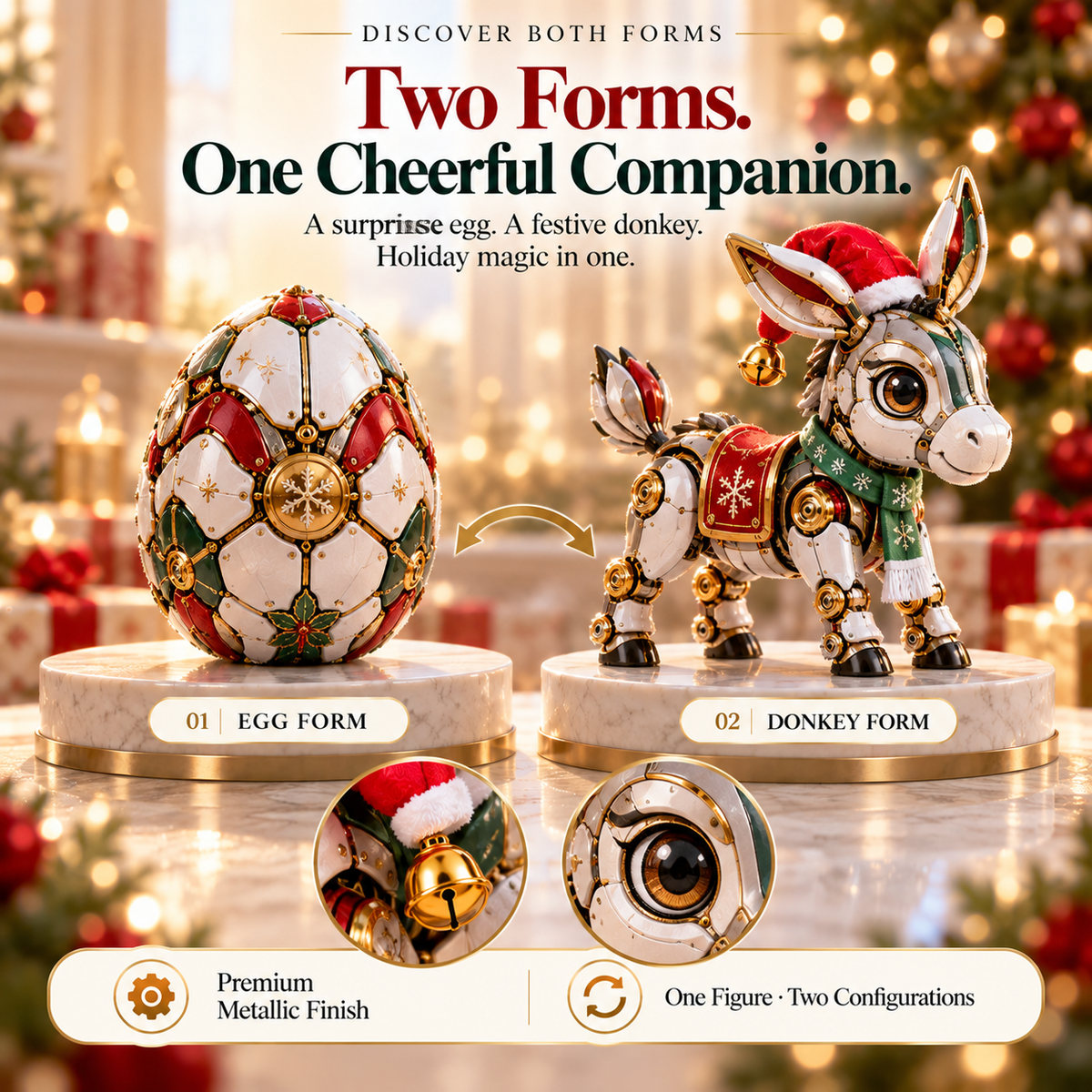 🎄 Magical Christmas Donkey Egg – 2-in-1 Egg-to-Donkey Transforming Mechanical Toy, Festive Collectible & Unique Holiday Gift 🎁✨