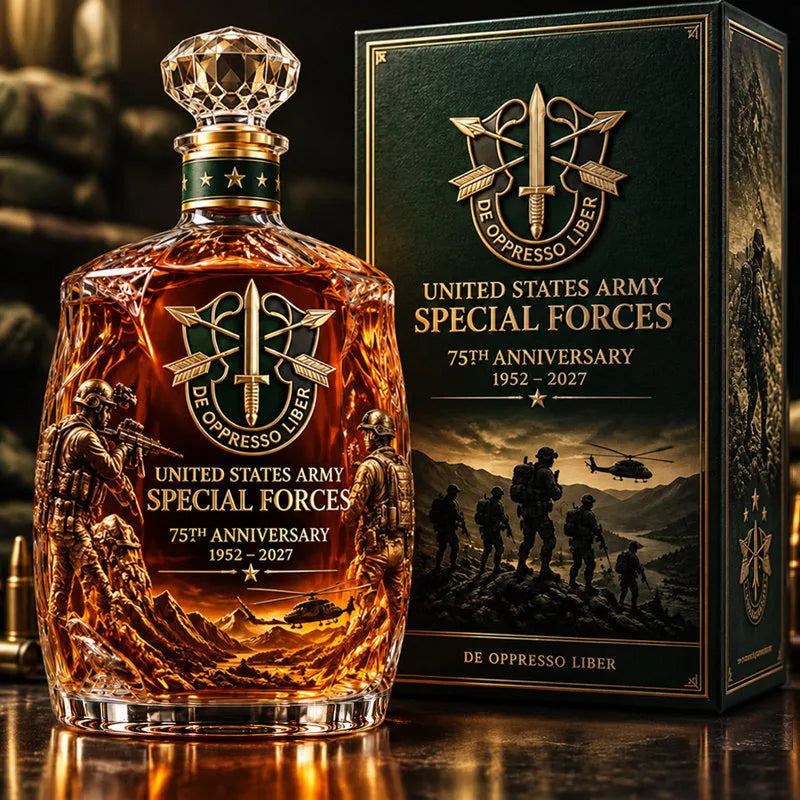 United States Army Special Forces 75th Anniversary Whiskey Bottle