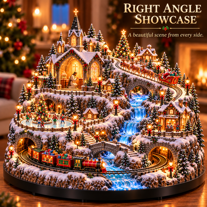 🚂✨ Lighted Christmas Village with Moving Train, Glowing Waterfall & Reindeer Sleigh – 49% OFF 🎄