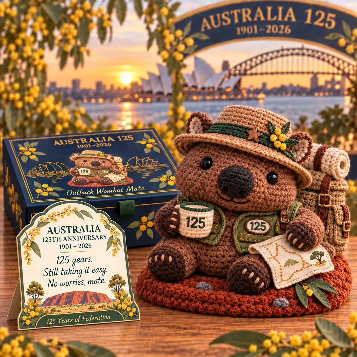 🇦🇺🐨 Australia 125th Anniversary Crochet Keepsake – 3D Aussie Animal Collectible & Gift Box 🎁
