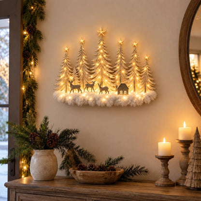 ✨ Step Into a Magical Winter Forest – Lighted Christmas Woodland Wall Decor 🎄