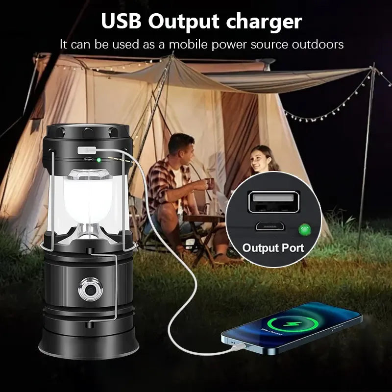 🔦 Foldable LED Emergency Lantern – Solar & USB-C Rechargeable, 4 Lighting Modes