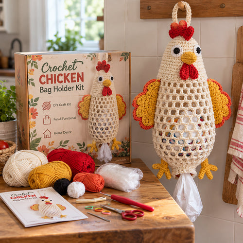 🔥 Special Offer! 🧶 Crochet Animal Bag Holder DIY Kit – Cute & Functional Hanging Storage Craft Kit