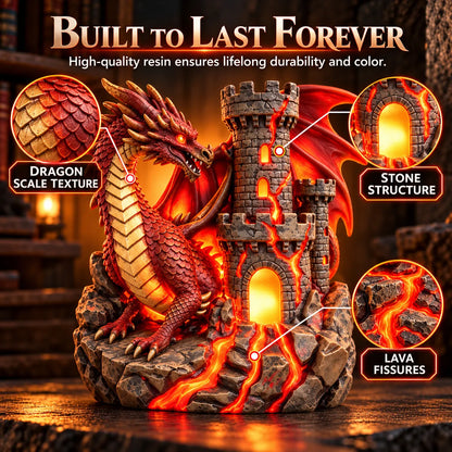 🏰 Mythical Accent Special 60% OFF 💥 Western Dragon and Castle Wall-Mounted LED Night Light Fantasy Lava Resin Ornament
