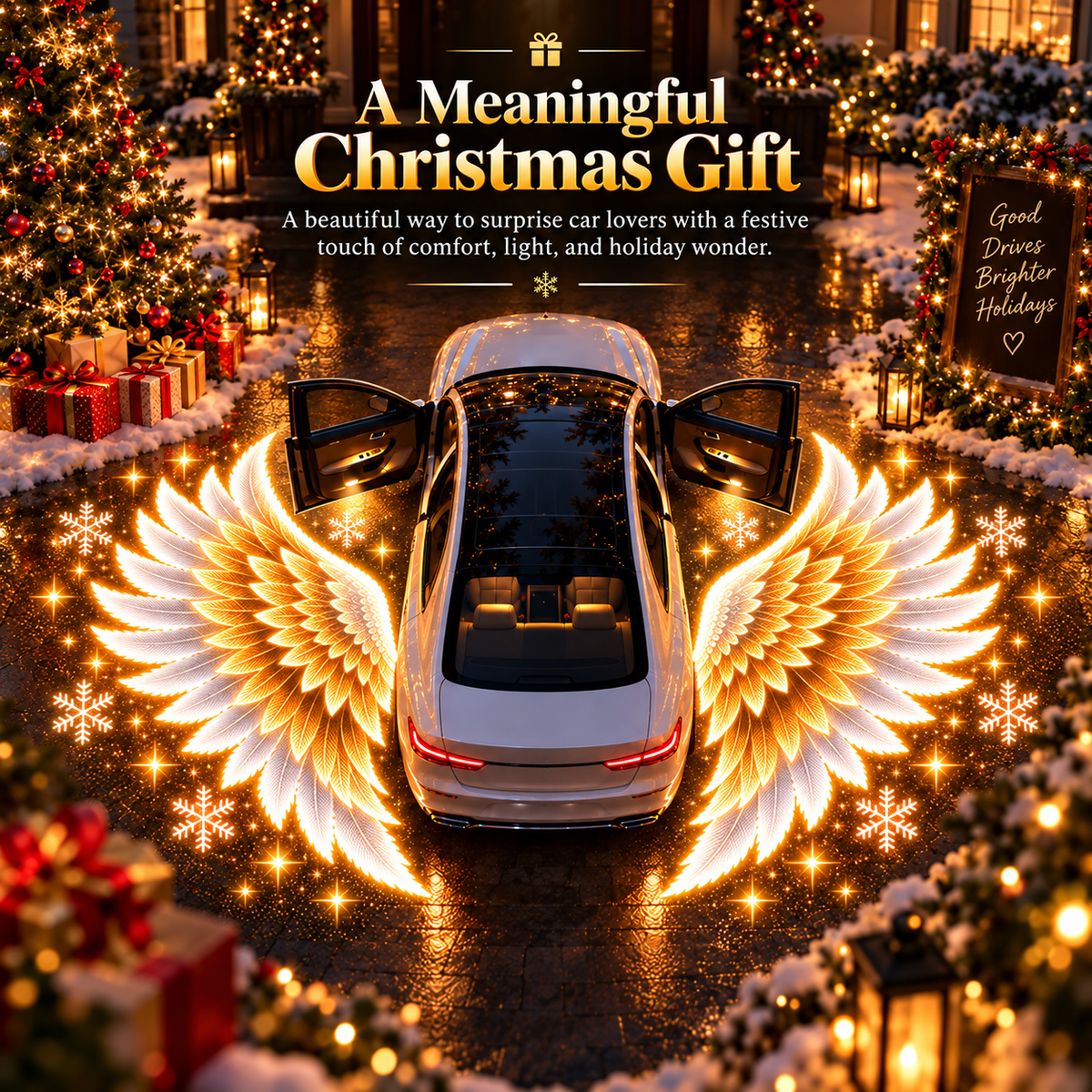🎄 BUY 1 GET 1 FREE 🎁 Angel Wing Car Door Projector Lights – Magical Christmas Welcome Lights (2-Pack) ✨