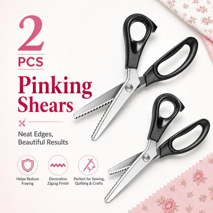 ✂️ Stainless Steel Pinking Scissors – Zigzag Serrated Blades for Sewing, Fabric & DIY Crafts 🧵